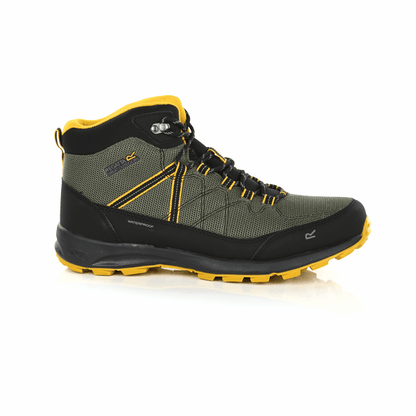 Samaris Lite Waterproof Mid Walking Boots | Dark Khaki Yellow Gold